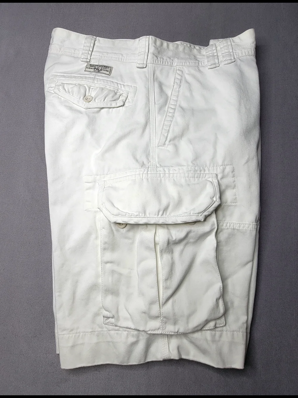 Polo Ralph Lauren Vintage Mens Gellar Fatigue Cargo Shorts Color White Size 34